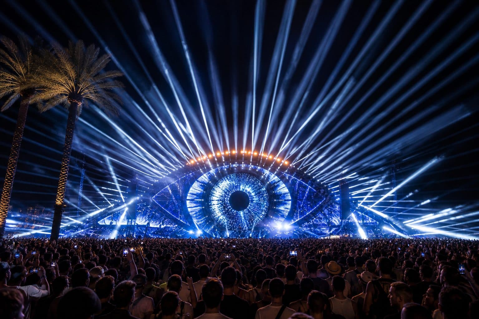 Público em show com palco de alta produção